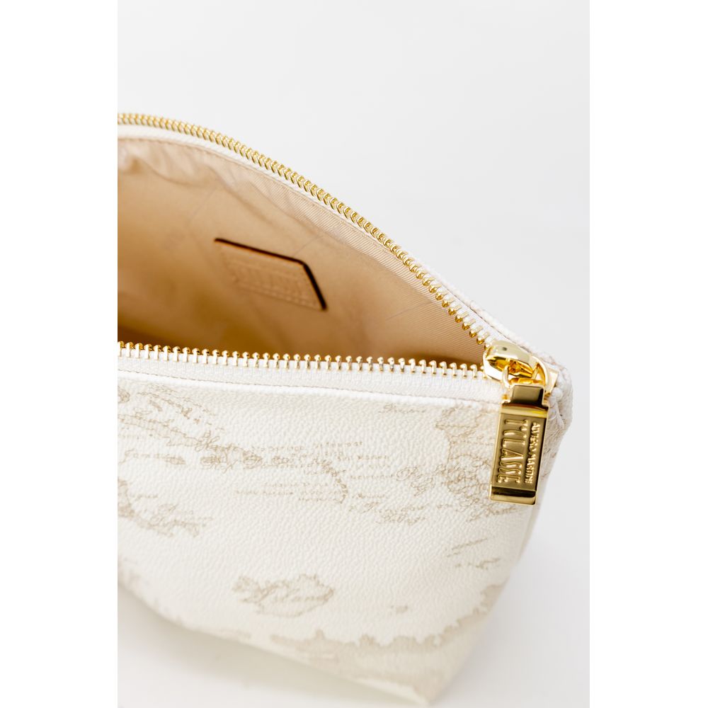 White Polyester Clutch Bag