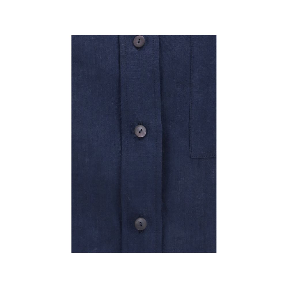 Blue Linen Dress Shirt