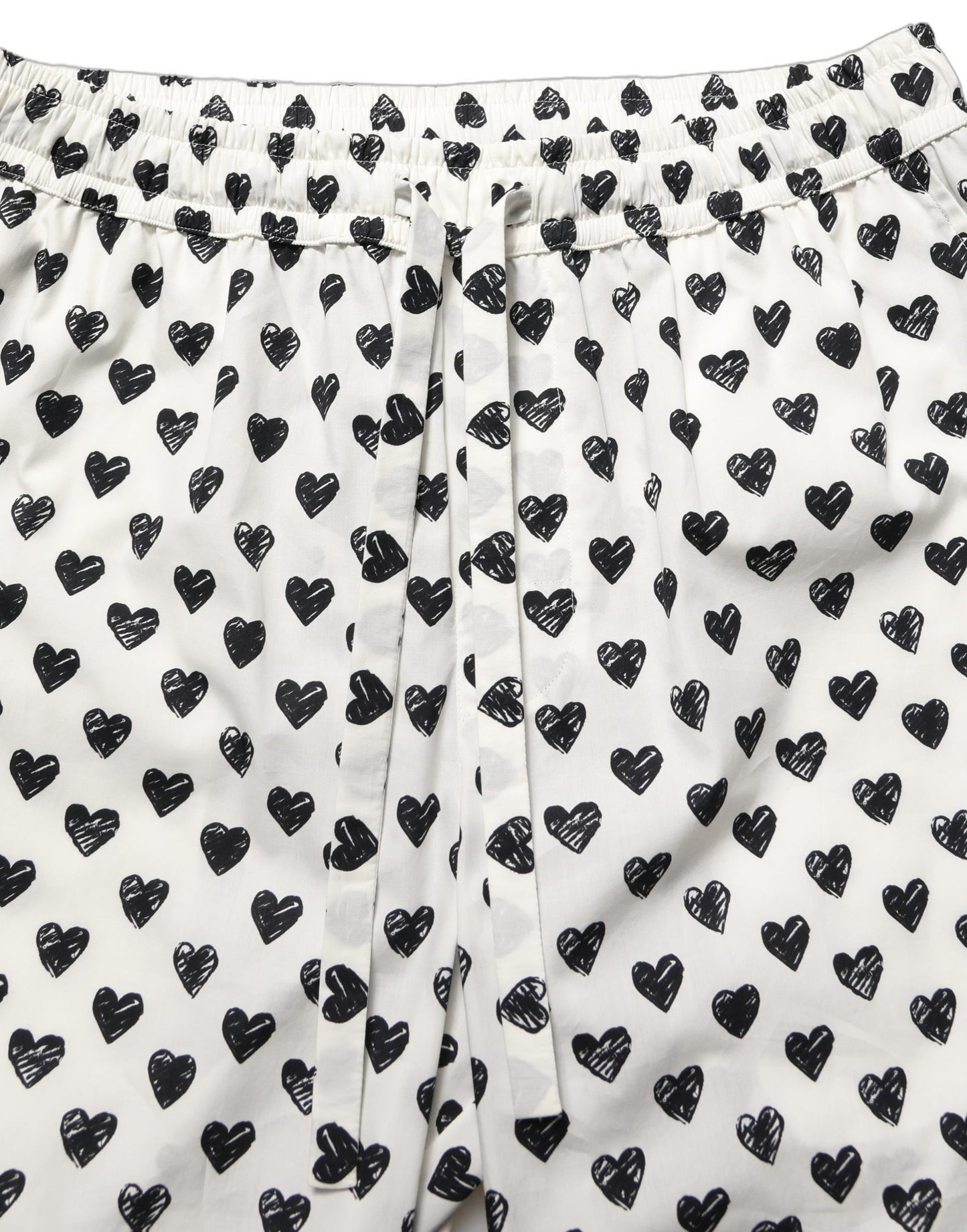 White Graphic Heart Print Men Trousers Pants