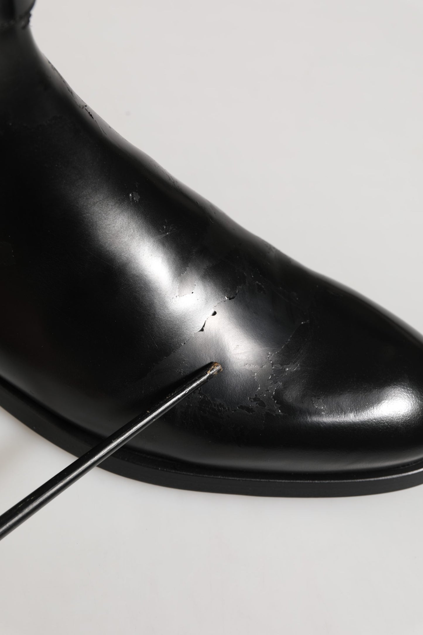 Black Leather Logo Buckle Mid Calf Boots Shoes