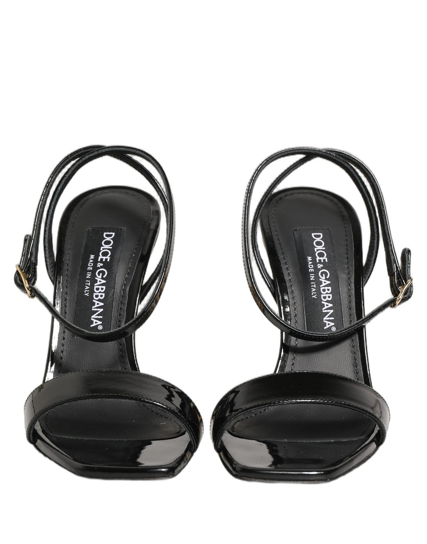 Black Leather Ankle Strap Heels Sandals Shoes
