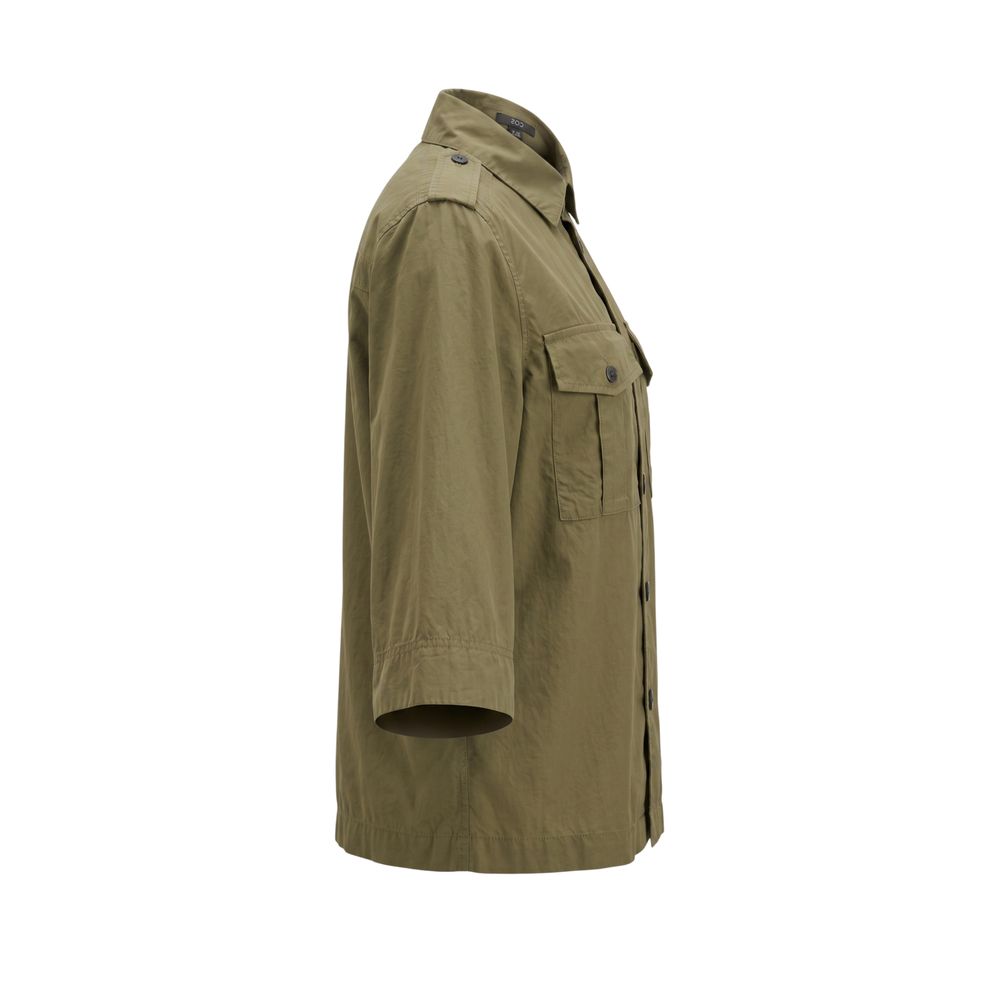Green Cotton Women Shirt