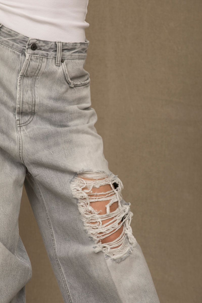 Gray Cotton Jeans & Pant