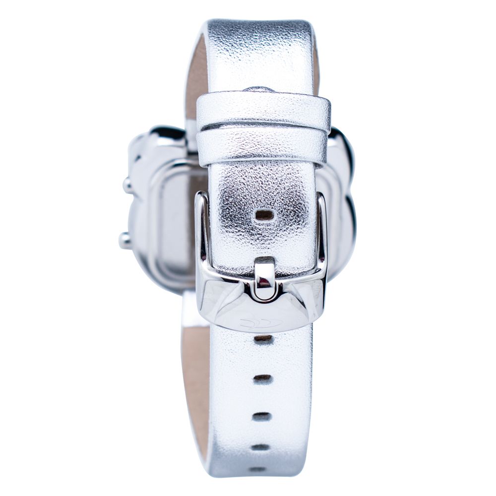 Silver Leather Digital Watch