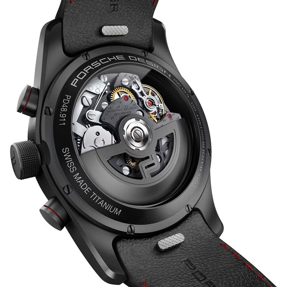 Black Leather Sport Watch