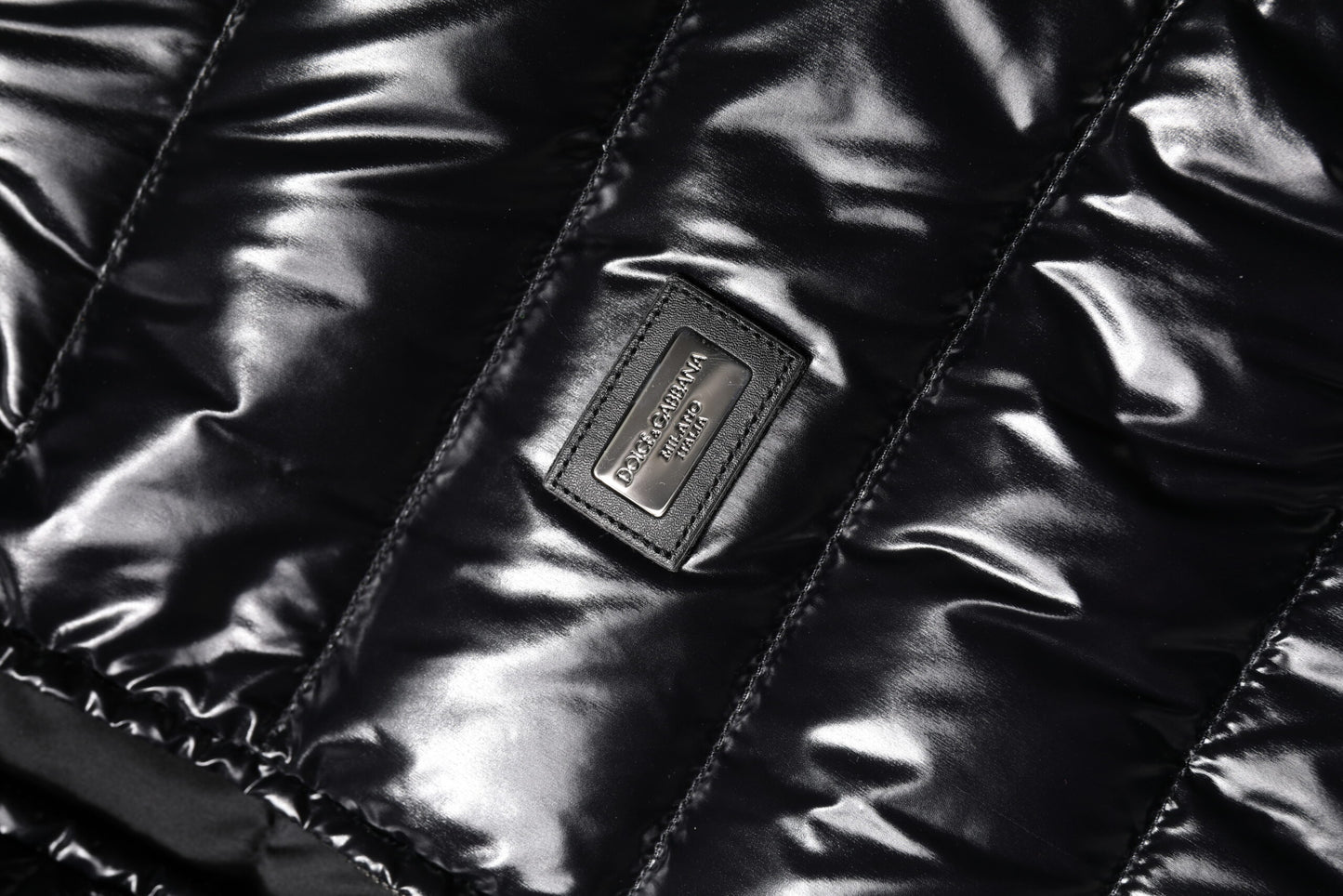 Black Logo Plaque Full Zip Puffer Jacket