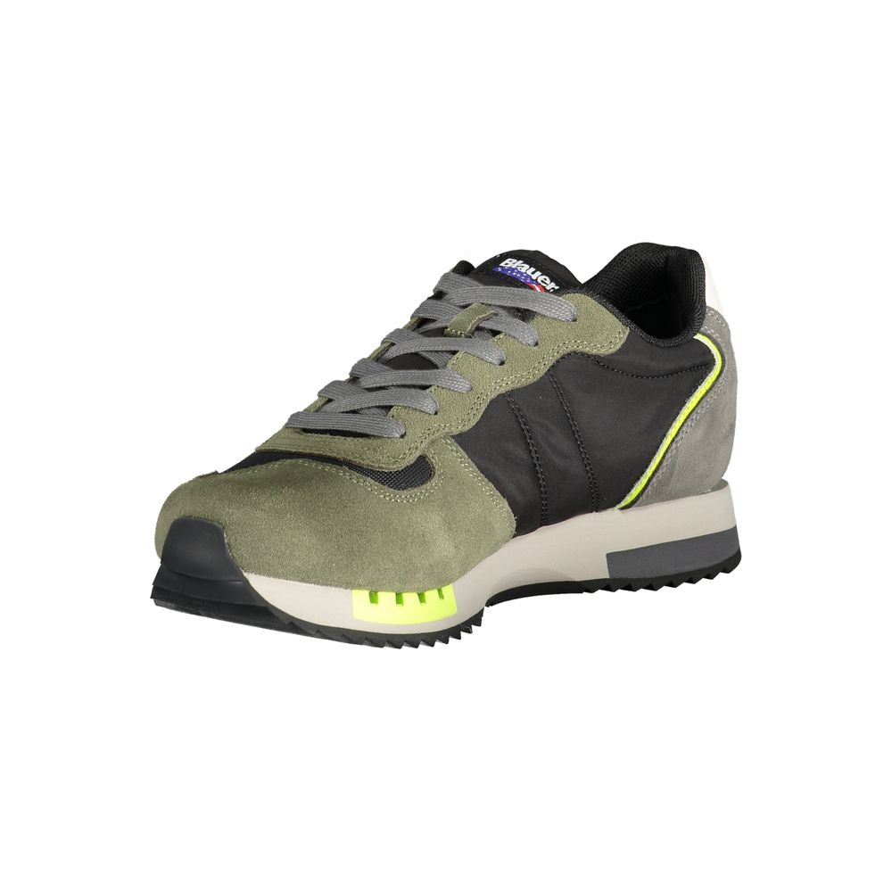 Green Polyester Athletic Sneakers