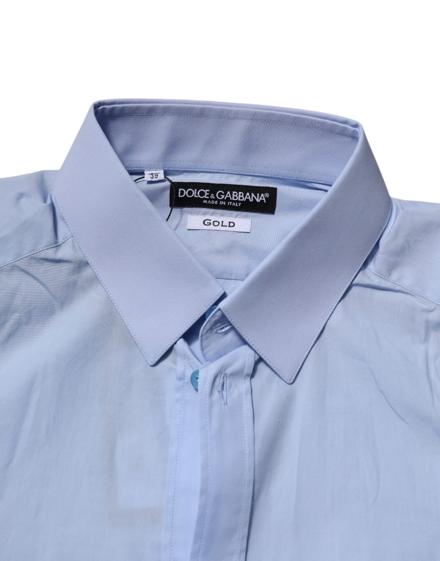 Blue Cotton GOLD Long Sleeves Men Dress Shirt