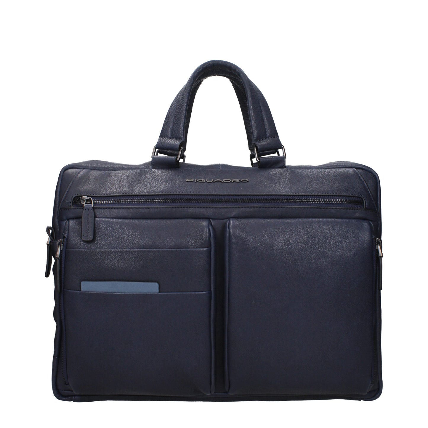 Blue Leather Business And Laptop Bag