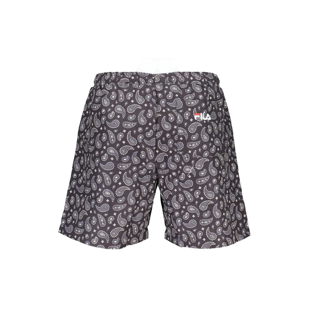 Black Polyester Men's Swim Boxer