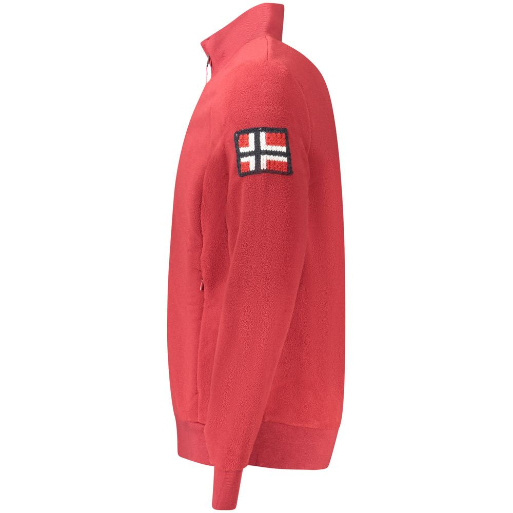 Red Polyester Men Sweatshirt
