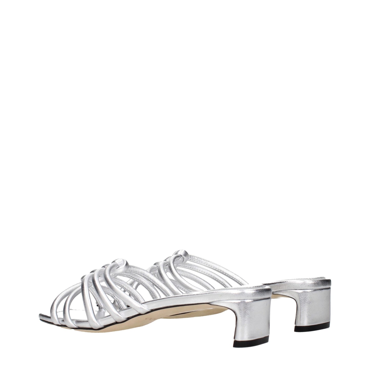 Gray Leather Flat Sandals