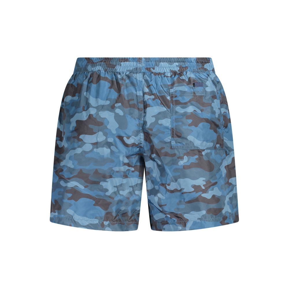 Blu Polyester Men's Swim Boxer