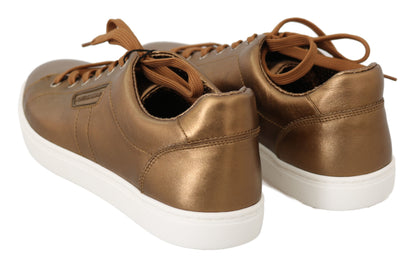 Golden Metallic Leather Sneakers