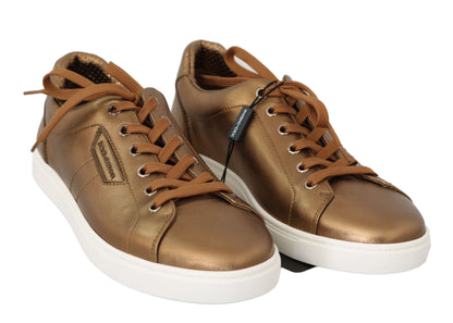 Golden Metallic Leather Sneakers