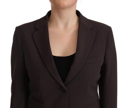 Brown Long Sleeve Single Breasted Women Jacket Blazer