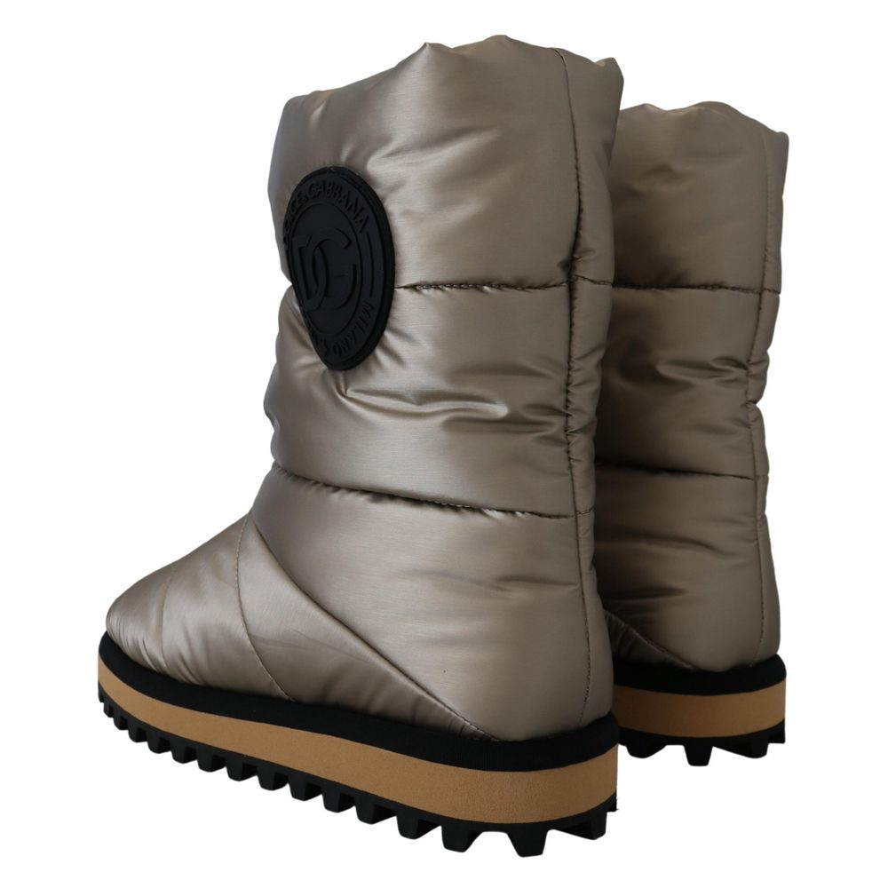 Silver Polyester Ankle Boots