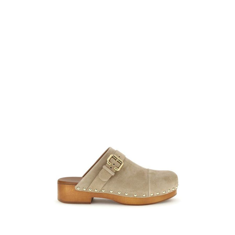Beige Calf Leather Bos Taurus Clogs