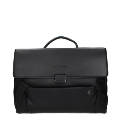 Black Leather Business And Laptop Bag