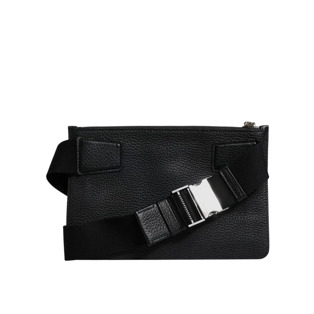 Black Leather Belt Bag