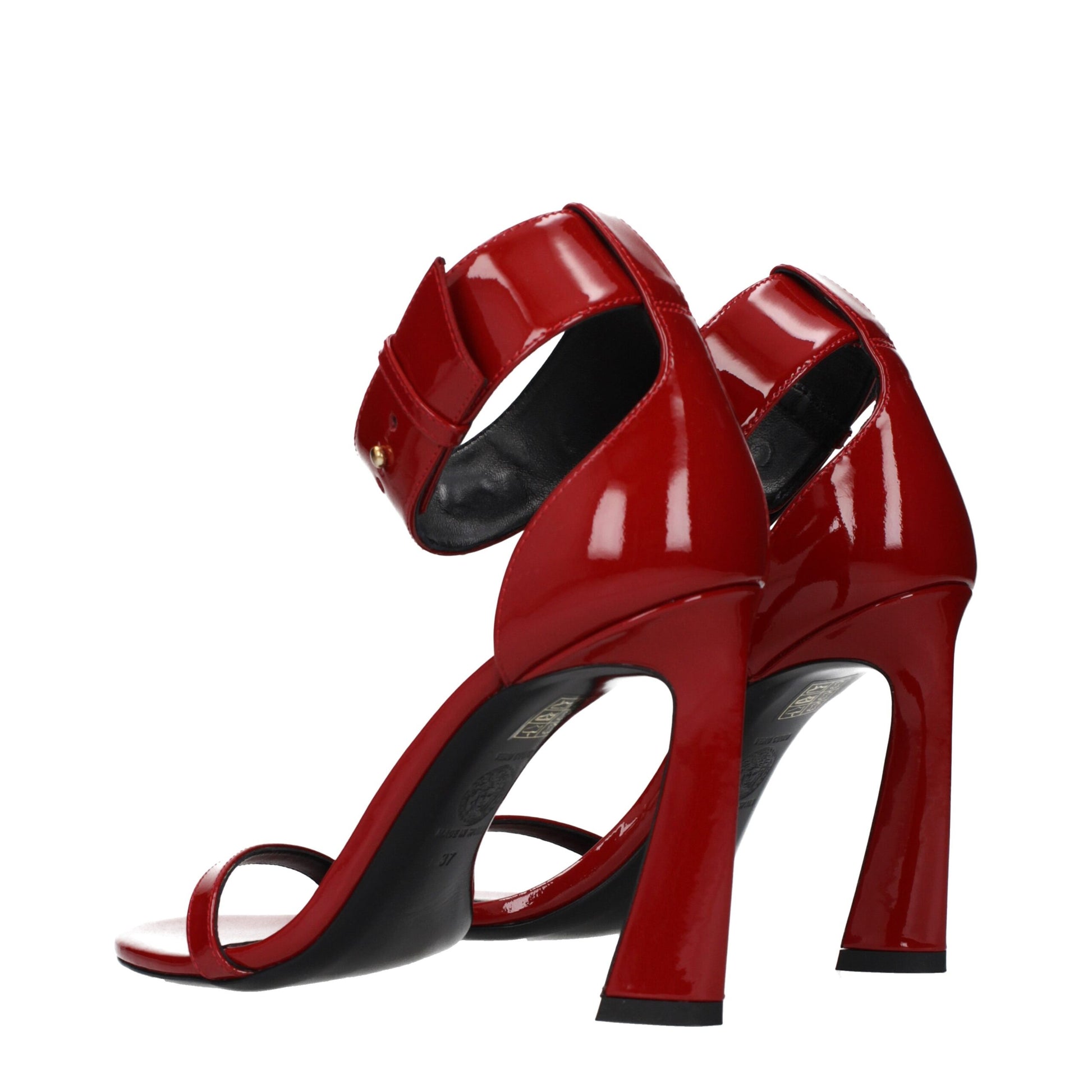 Red Leather Stiletto Heel Sandals