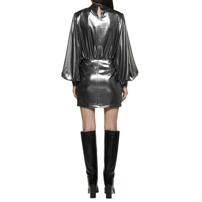 Silver Polyester Cocktail Dress