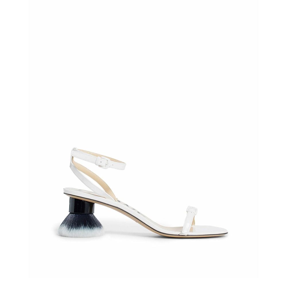 White Lamb Leather Strap-On Sandals