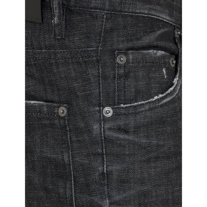 Black Cotton Slim Fit Jeans
