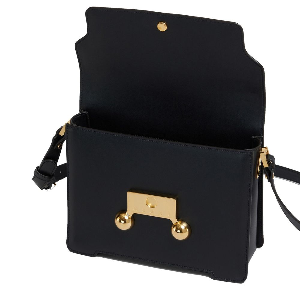 Black Calfskin Shoulder Bag