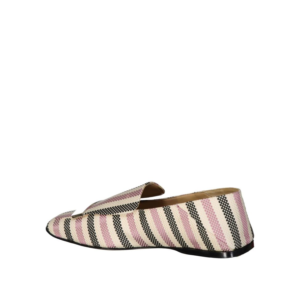 White Fabric Slip-On Loafers