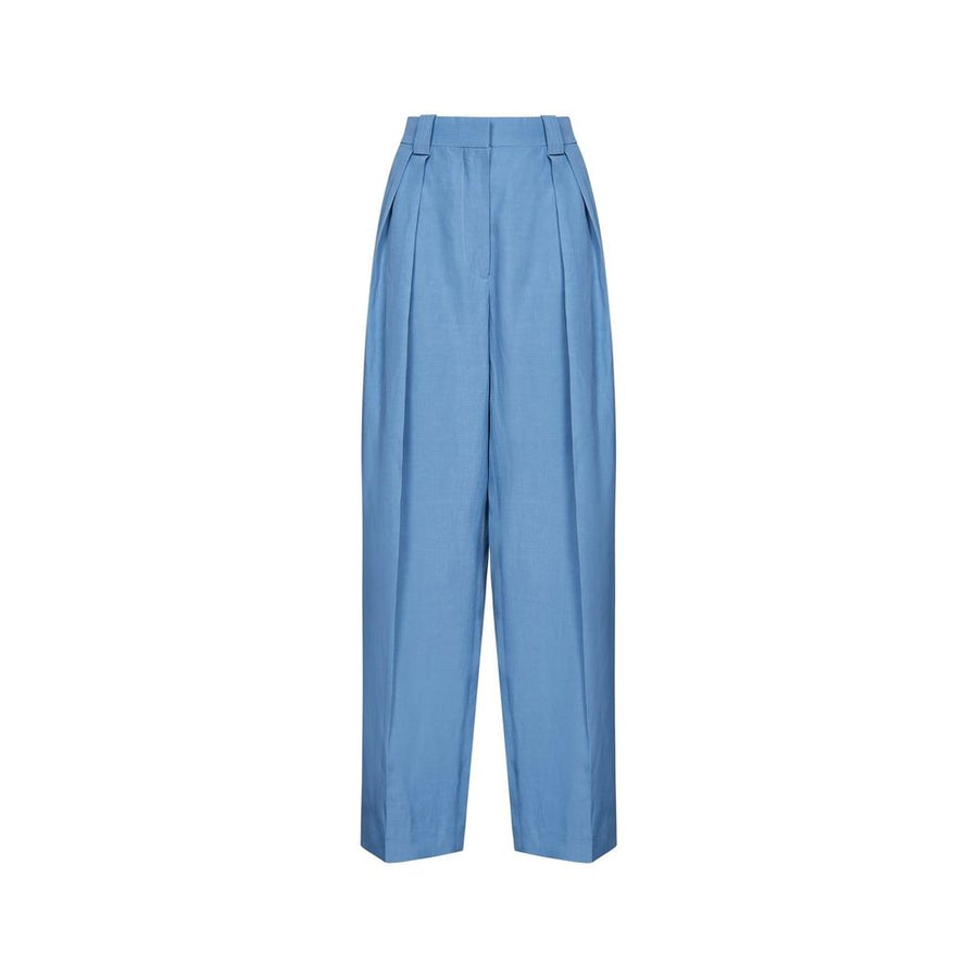 Blue Linen Casual Pants