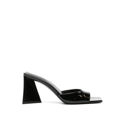 Black Calfskin Platform Sandals