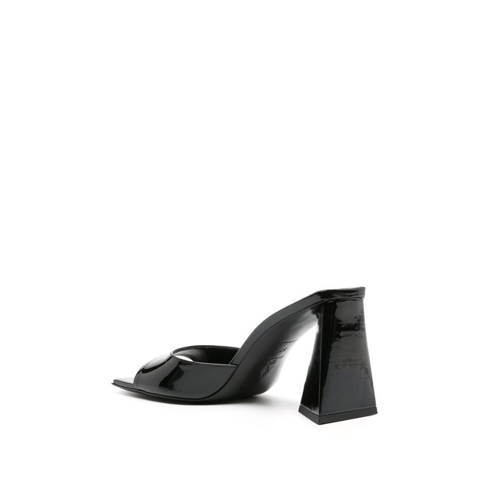 Black Calfskin Platform Sandals
