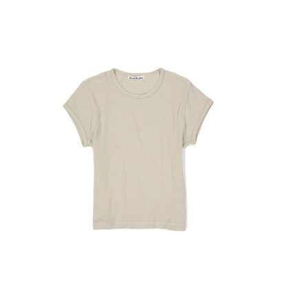 Beige Cotton Sleeveles T-Shirt