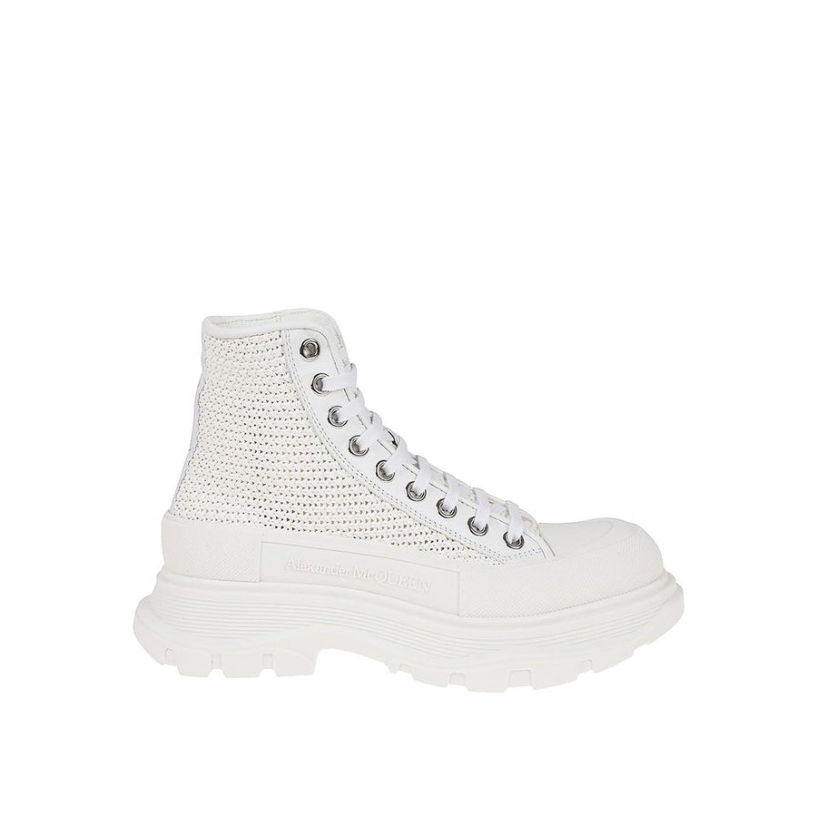White Raffia High Top Sneakers