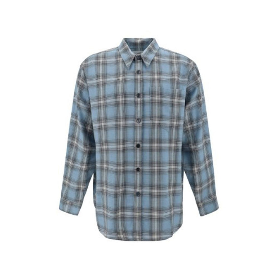 Blue Virgin Wool Pattern Shirt