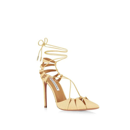 Bicolor Raffia Stiletto Heel Sandals