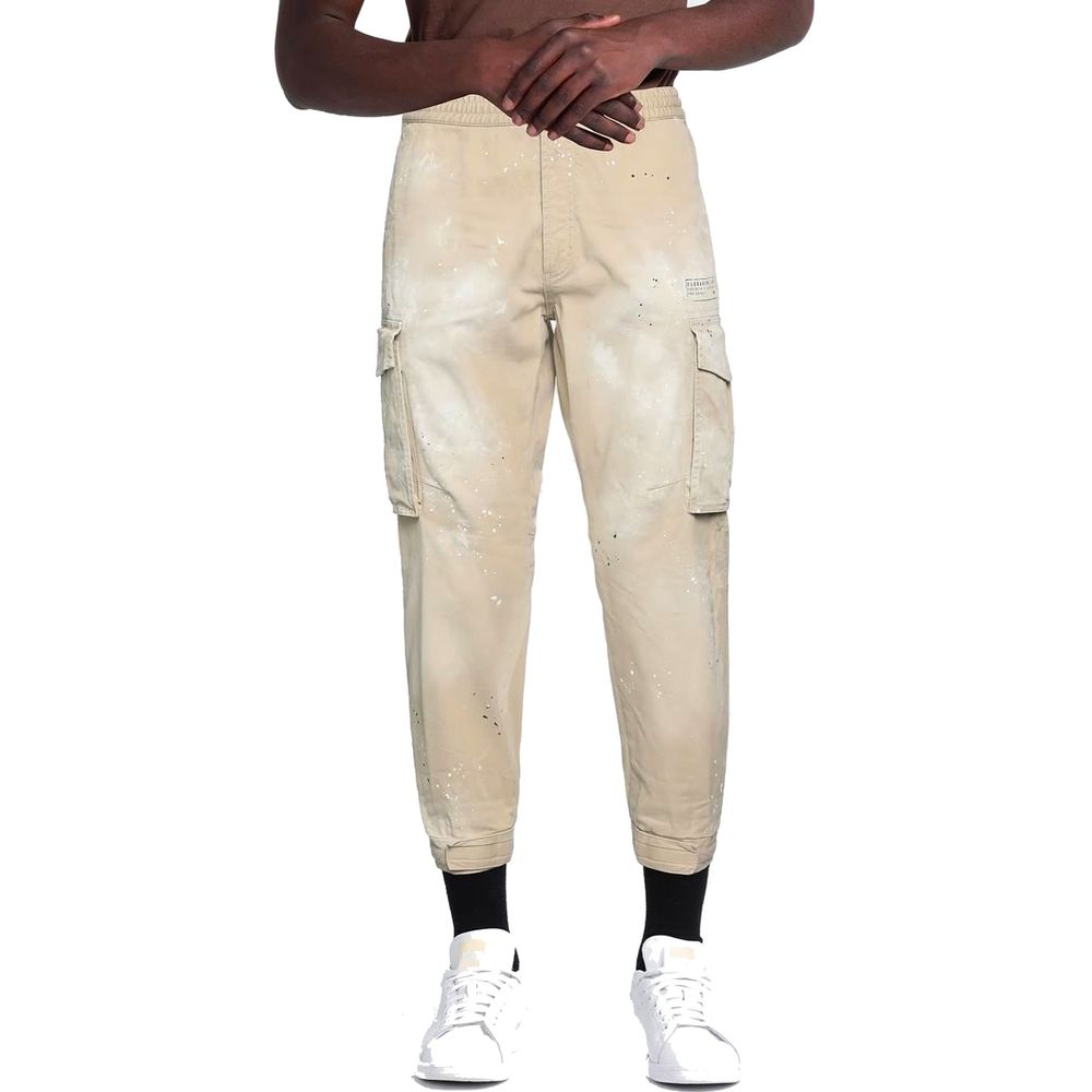 Beige Cotton Cargo Pants