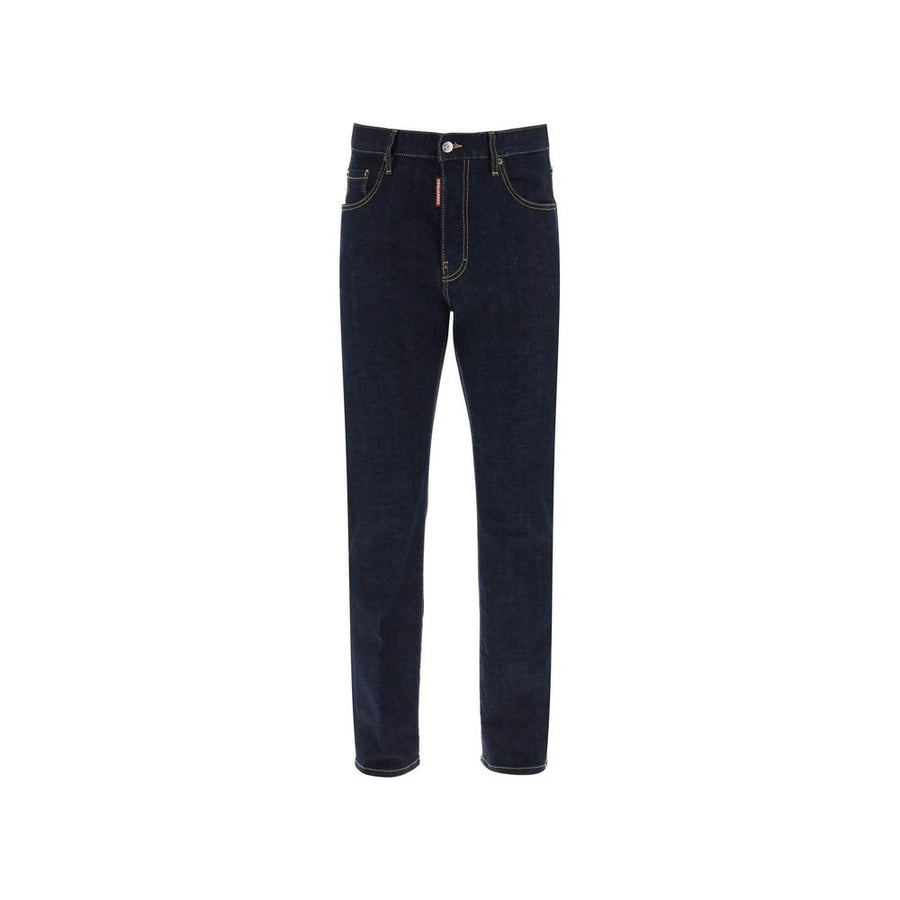 Blue Cotton Straight-Leg Jeans