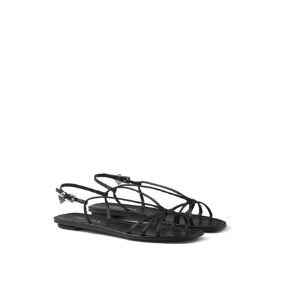 Black Calfskin Strap-On Sandals