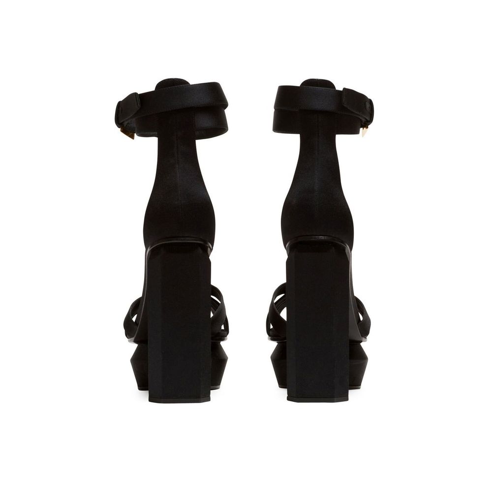 Black Silk Platform Sandals