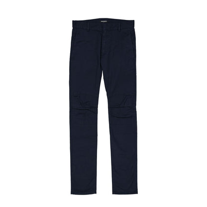 Blue Cotton Casual Pants