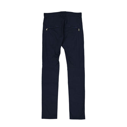 Blue Cotton Casual Pants