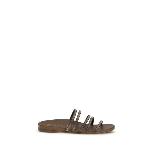 Brown Calf Leather Bos Taurus Flat Sandals