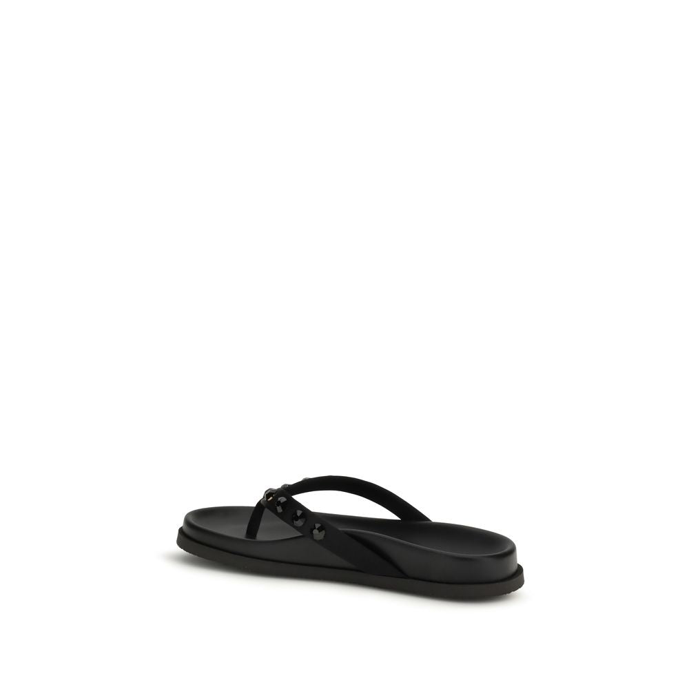 Black Rubber Flat Sandals