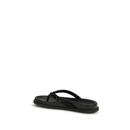 Black Rubber Flat Sandals