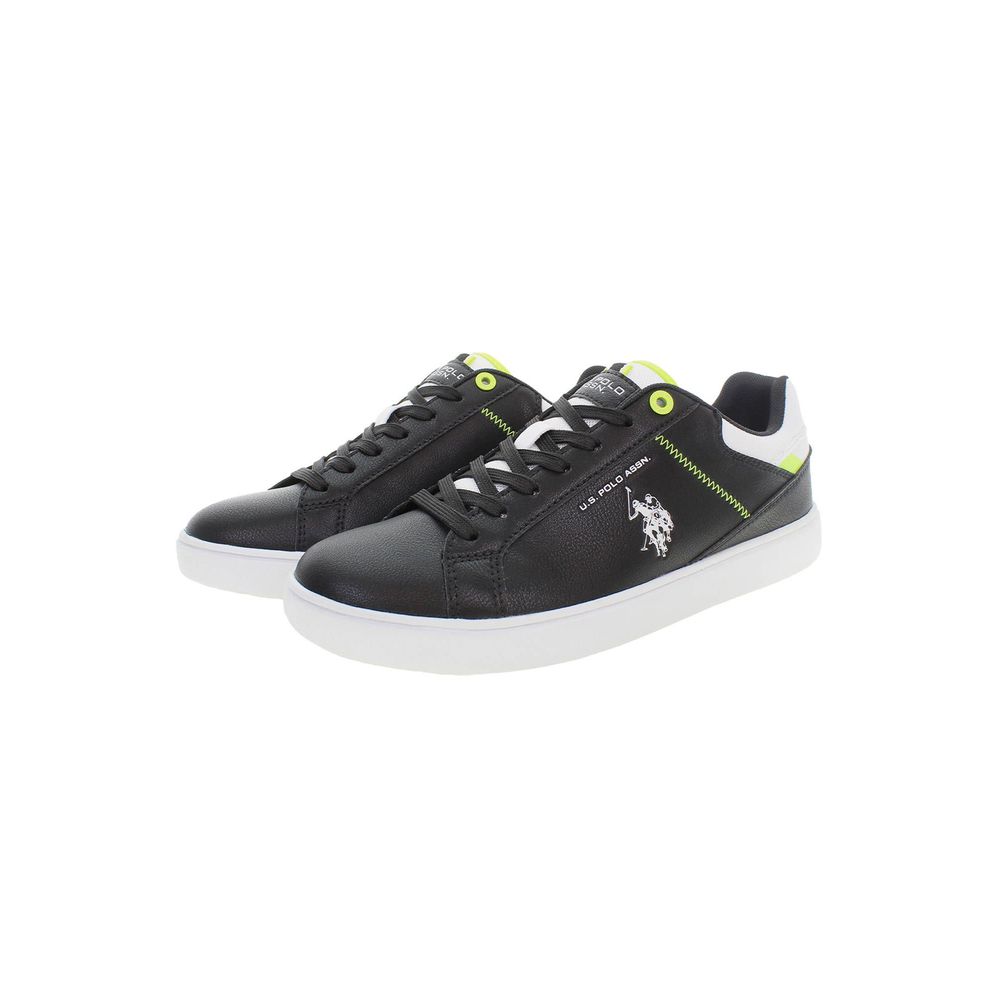 Black Polyester Low Top Sneakers
