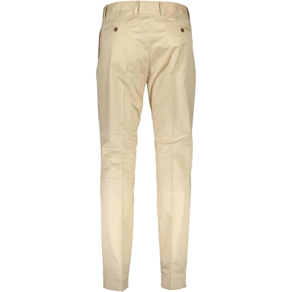 Beige Cotton Casual Pants