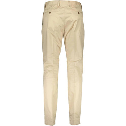 Beige Cotton Casual Pants