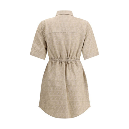 Beige Cotton Casual Dress
